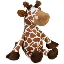 Relaxdays - Butoir de porte girafe, tissu, à poser au sol, rempli de sable, intérieur, butée, HxLxP : 26x25x23 cm, marron