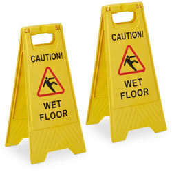 Relaxdays - Panneau signalisation sol glissant, lot de 2, pliable, information sur chaque côté, plastique, jaune