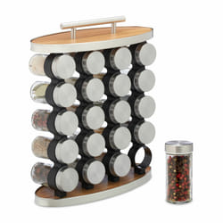 Relaxdays - Lot de 20 pots à épices avec support, embouts tamiseur, transportable, remplir, argenté et transparent