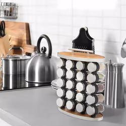 Relaxdays - Lot de 20 pots à épices avec support, embouts tamiseur, transportable, remplir, argenté et transparent