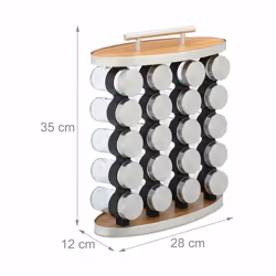 Relaxdays - Lot de 20 pots à épices avec support, embouts tamiseur, transportable, remplir, argenté et transparent - Vue supplémentaire 4