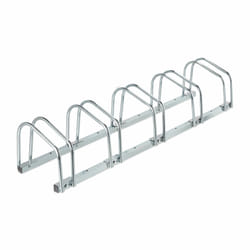 Relaxdays - Râtelier pour 5 vélos, jusqu'à 60 mm de largeur de pneu, en métal, garage, support à poser au sol, argenté