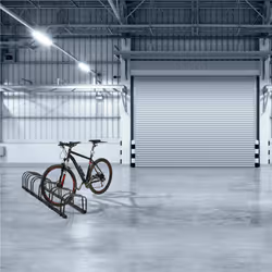 Relaxdays Râtelier pour 6 vélos, jusqu'à 60 mm de largeur de pneu, en métal, pour garer, support à poser au sol, noir