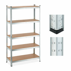 Relaxdays - tagère à charge lourde, 5 niveaux, hlp 180x100x40 cm, supporte jusqu'à 1250 kg, cave, garage, métal, argenté