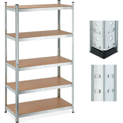 Relaxdays - tagère à charge lourde, 5 niveaux, hlp 180x100x50 cm, supporte jusqu'à 1250 kg, cave, garage, métal, argenté