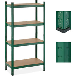 Relaxdays - tagère à charge lourde, 4 niveaux, hlp 156 x 80 x 40 cm, supporte jusqu'à 280 kg, métal, cave, garage, vert