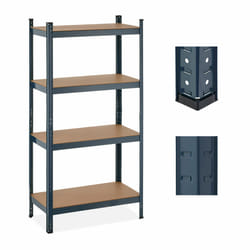 Tagère à charge lourde, 4 niveaux, hlp 156x80x40 cm, supporte jusqu'à 280 kg, cave, garage, métal, anthracite - Relaxdays