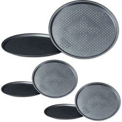 Relaxdays - Plaques de cuisson pizza perforées, diamètre 29 cm, cuisine, flammküche, lot de 6, antiadhésif, anthracite