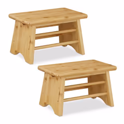 2x Tabouret bambou jusqu’à 100 kg escabeau siège enfants salle de bain repose-pieds 20x33x215 cm nature