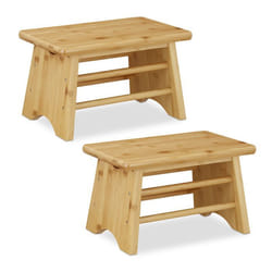 2x Tabouret bambou jusqu’à 100 kg escabeau siège enfants salle de bain repose-pieds 20x33x215 cm nature