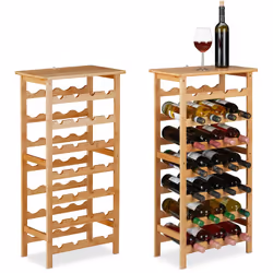 Cette étagère à vin raffinée en bambou élégant offre de la place pour jusqu’à 28 bouteilles de vos vins préférés sur 7 niveau ...