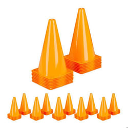 Relaxdays Cônes de signalisation x96 football dressage chien sport équestre plots chantier 23 cm enfants orange