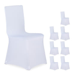 Housses de chaise lot de 8 extensible universel lavable décoration de mariage banquet blanc