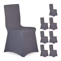 Housse de chaise en lot de 8 extensible universelle lavable décoration de mariage ou de banquet anthracite