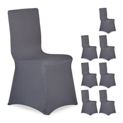 Housse de chaise en lot de 8 extensible universelle lavable décoration de mariage ou de banquet anthracite