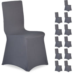 Housse de chaise en lot de 12, extensible, universelle, lavable, décoration de mariage ou de banquet, anthracite