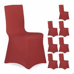 Housse de chaise en lot de 8 extensible universelle lavable décoration de mariage ou de banquet rouge foncé