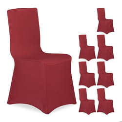 Housse de chaise en lot de 8 extensible universelle lavable décoration de mariage ou de banquet rouge foncé