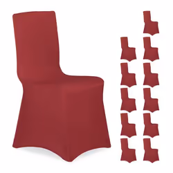 Housse de chaise en lot de 12 extensible universelle lavable décoration de mariage ou de banquet rouge foncé