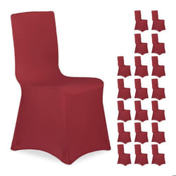 Housse de chaise en lot de 20 extensible universelle lavable décoration de mariage ou de banquet rouge foncé