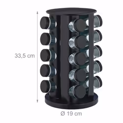 Relaxdays - Tourniquet à épices avec 20 pots en verre, rotatif, embouts tamiseur, remplir, pour la cuisine, noir - Vue supplémentaire 4