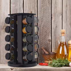 Relaxdays - Tourniquet à épices avec 20 pots en verre, rotatif, embouts tamiseur, remplir, pour la cuisine, noir - Vue supplémentaire 5