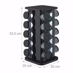 Relaxdays - Tourniquet à épices avec 20 pots en verre, rotatif, embouts tamiseur, remplir, pour la cuisine, noir - Vue supplémentaire 4