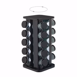 Relaxdays - Tourniquet à épices avec 20 pots en verre, rotatif, embouts tamiseur, remplir, pour la cuisine, noir - Vue supplémentaire 6