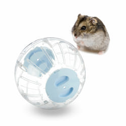 Relaxdays - Balle de hamster, boule de course, pour souris, chinchilla, rat, ø 18,5 cm, plastique, transparent/bleu