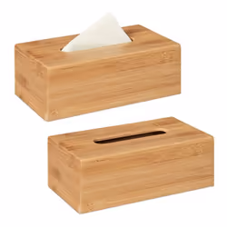 2x Boîte à mouchoirs en bambou Rangement à tissus salle de bain en bois boîte de mouchoirs 75 x 24 x 12 cm nature