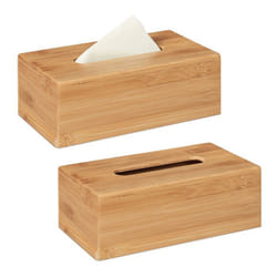 2x Boîte à mouchoirs en bambou Rangement à tissus salle de bain en bois boîte de mouchoirs 75 x 24 x 12 cm nature