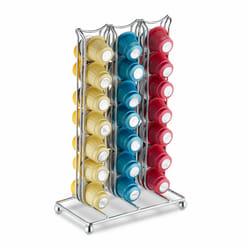 Support pour capsules, 42 dosettes, rangement en métal, h x l x p : 26,5 x 16,5 x 9,5 cm, argenté - Relaxdays