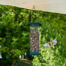 Mangeoire à oiseaux (sauvages), lot de 2, suspension, en métal, h x d : 31 x 10 cm, vert et argenté - Relaxdays