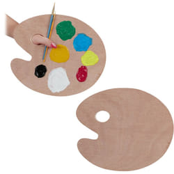 Relaxdays - Palette de peinture en lot de 2, en bois, palette de mélange avec trou, palette pour artistes, LxP: 30,5 x 25 cm, nature