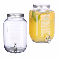 Distributeur de boisson 8 L lot de 2 limonade carafe verre robinet retro vintage fontaine transparent