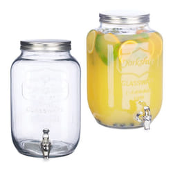Distributeur de boisson 8 L lot de 2 limonade carafe verre robinet retro vintage fontaine transparent