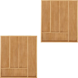 Relaxdays - Range-couvert, lot de 2, 5 compartiments, bambou, petit organiseur de tiroir pour ustensiles, hlp 5 x 30 x 34 cm, nature