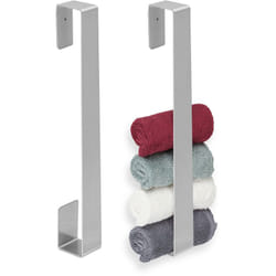 Relaxdays - Porte-serviette mural, lot de 2, barre chiffon 45 cm, inox, autocollant, salle de bain, argenté