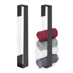 Porte-serviettes mural lot de 2 barre chiffon 45 cm inox autocollant salle de bain serviettes invités noirs