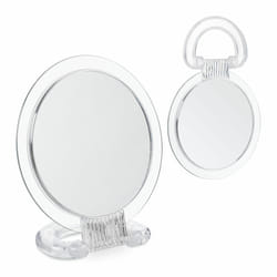 Miroir à poignée, lot de 2, deux faces, grossissement x2, à suspendre & poser, transparent - Relaxdays