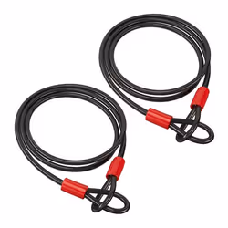 Câble 2 m lot de 2 pour vélos et bagages en acier avec revêtement antivol deux-roues noir