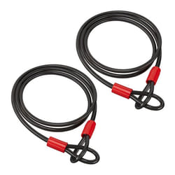 Câble 2 m lot de 2 pour vélos et bagages en acier avec revêtement antivol deux-roues noir
