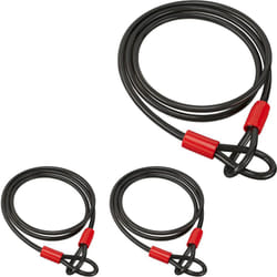 Relaxdays - Câble 2 m, lot de 3, pour vélos et bagages, en acier, avec revêtement, antivol deux-roues, noir