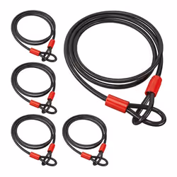 Câble 2 m lot de 5 pour vélos et bagages en acier avec revêtement antivol deux-roues noir