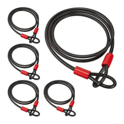 Câble 2 m lot de 5 pour vélos et bagages en acier avec revêtement antivol deux-roues noir