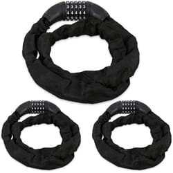Relaxdays - Antivol vélo en lot de 3, Cadenas à code, Chaine anti-vol pour vélo, moto ou poussette, 5 chiffres, acier, 120 cm,noir