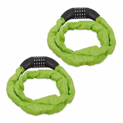 Antivol vélo en lot de 2 Cadenas à code Chaine anti-vol pour vélo moto ou poussette 5 chiffres acier 120 cm vert