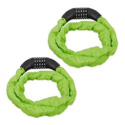 Antivol vélo en lot de 2 Cadenas à code Chaine anti-vol pour vélo moto ou poussette 5 chiffres acier 120 cm vert