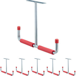 Relaxdays - Porte-outils en lot de 6, charge max. : env. 25 kg, acier, rembourrage en mousse, hl 30 x 42 cm, argenté/rouge