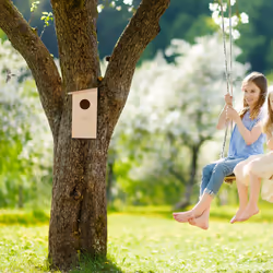 Relaxdays - Nichoir d'extérieur pour oiseaux (mésange charbonnière, etc.), pliable, bois naturel, à suspendre, nature